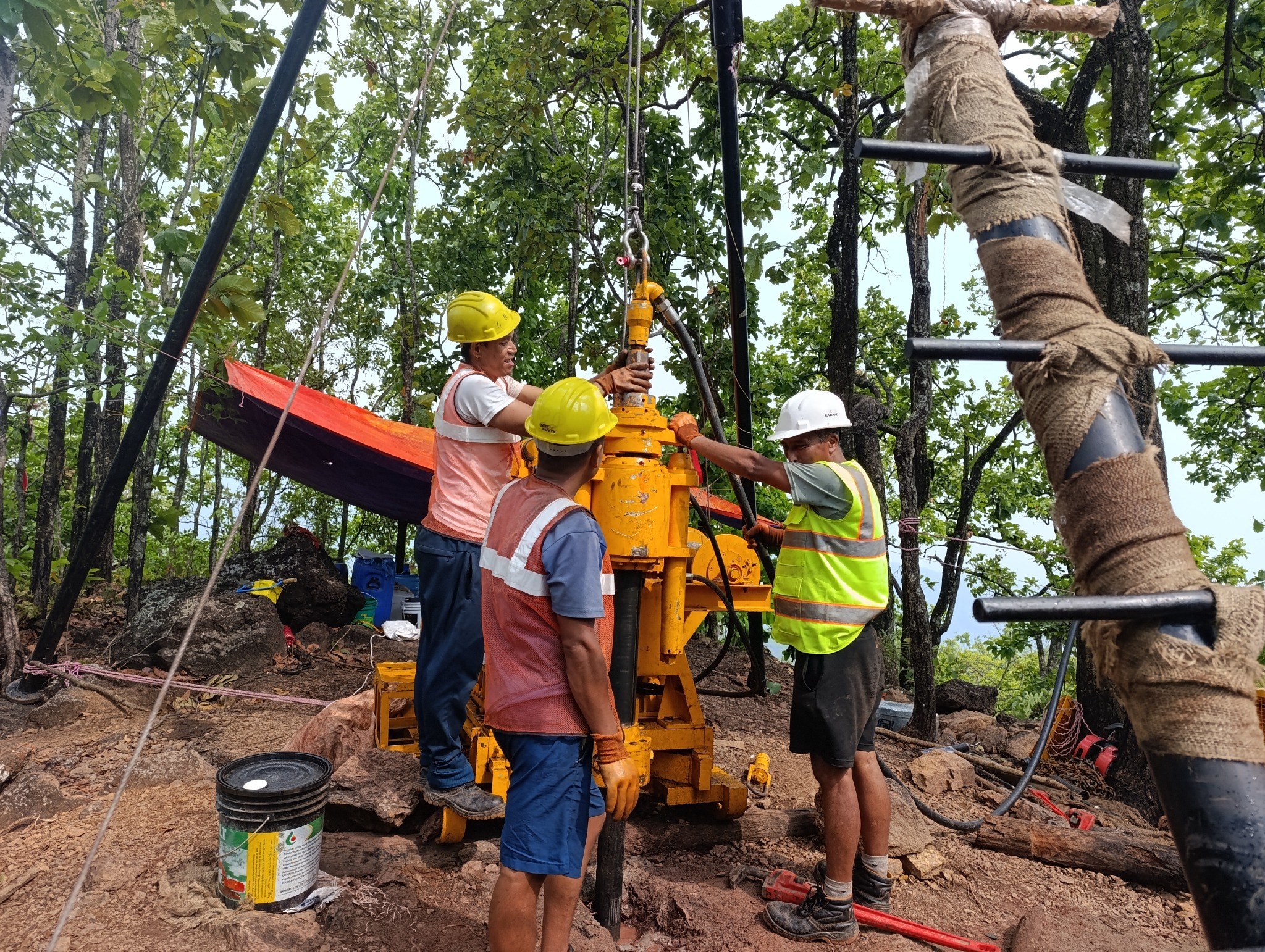 Field crew carrying out exploration drilling at Phaparbari