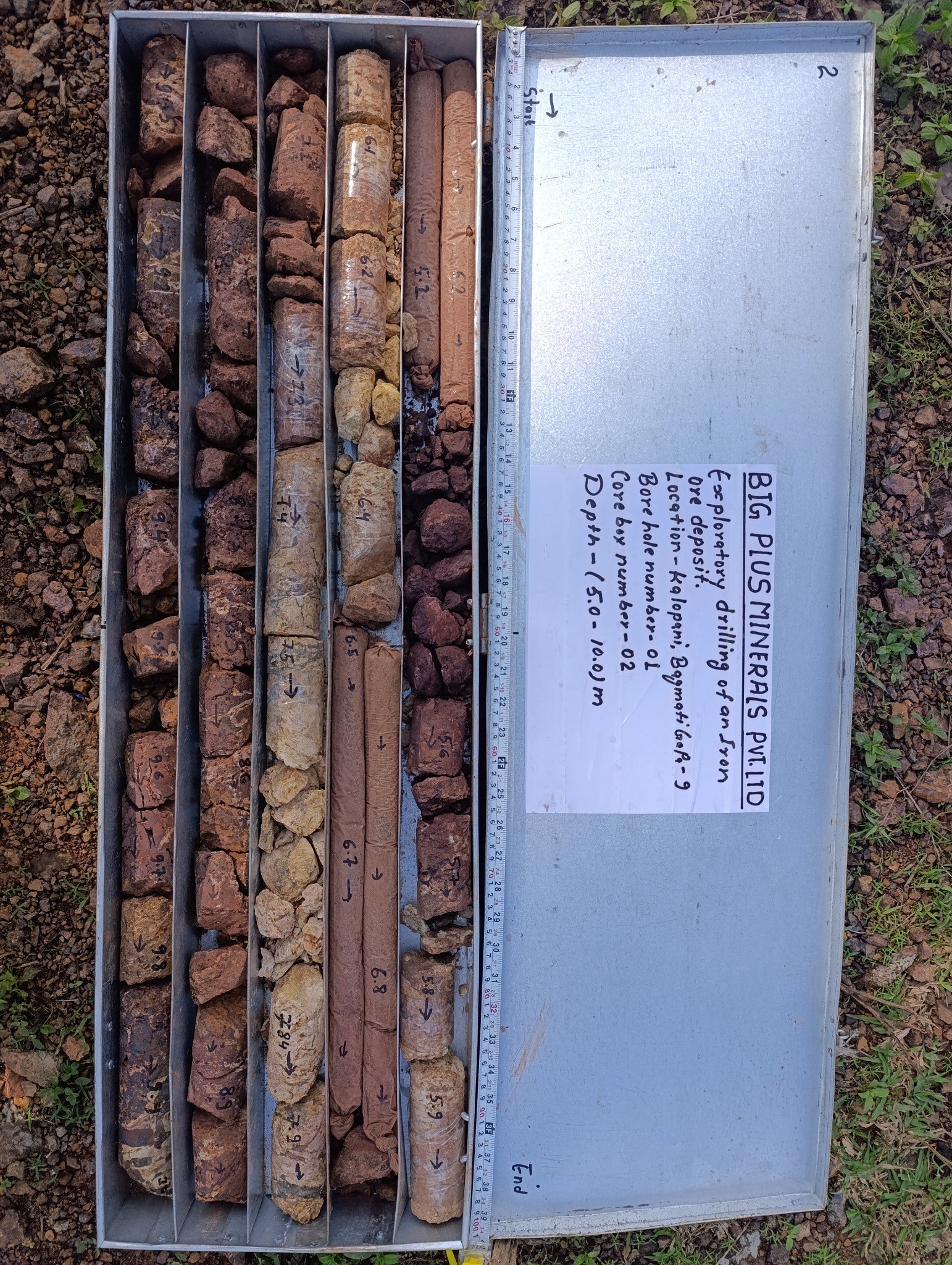 Recovered drill core from the Phaparbari exploration programme